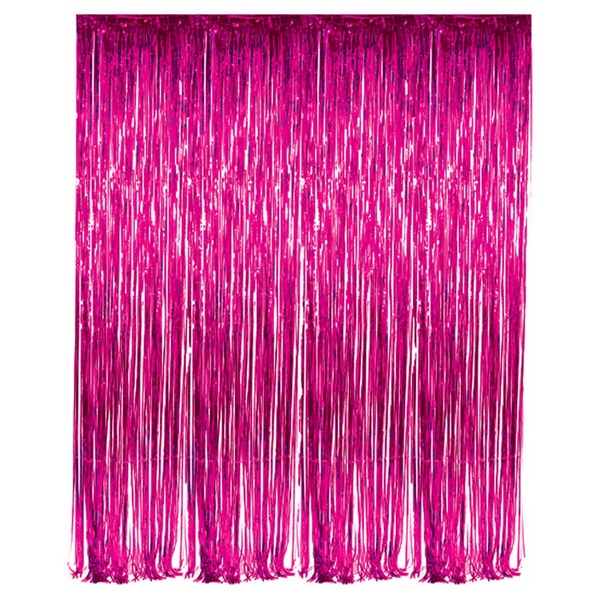 DR72374 Fuchsia Foil Fringe Curtain